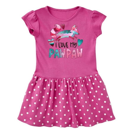 

Inktastic I Love My Pawpaw Pink and Blue Fox with Hearts Gift Baby Girl Dress
