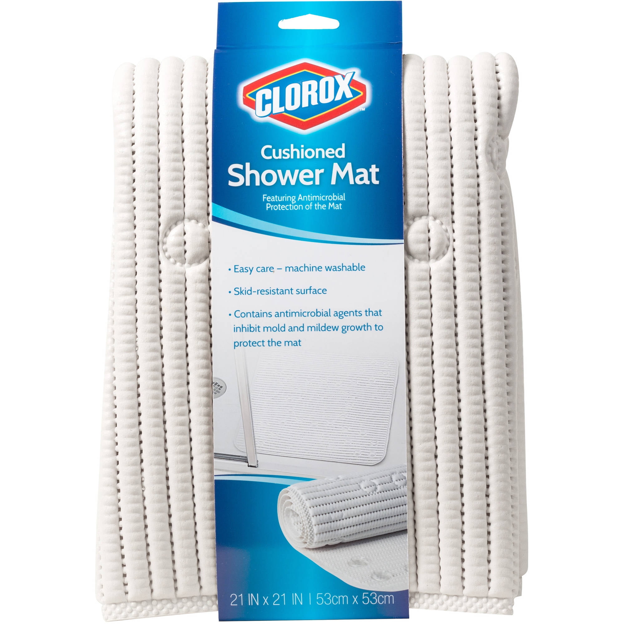 Clorox Cushioned 21 in. x 21 in. Shower Mat, White