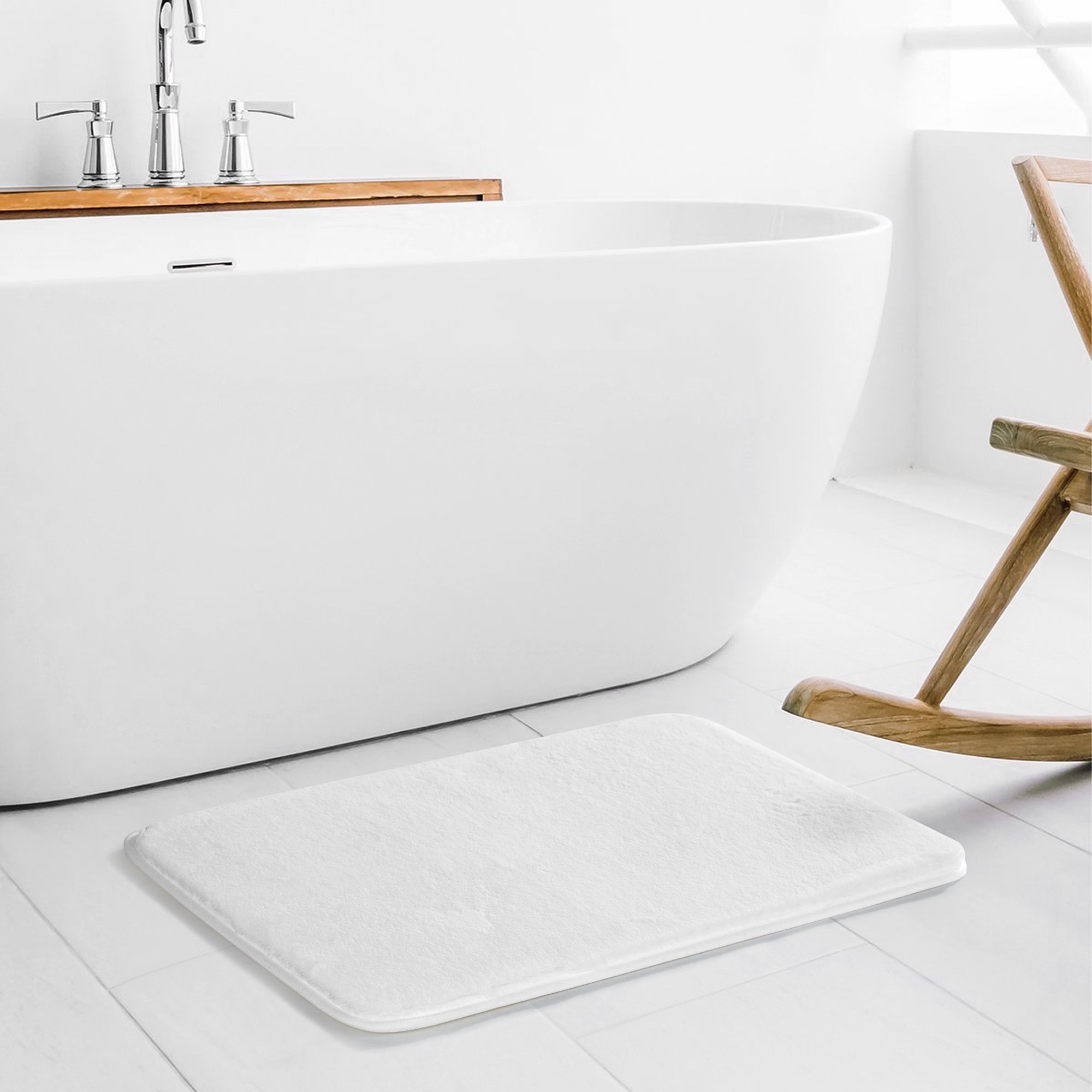Mainstays 2 Pack Faux Fur Memory Foam Bath Rug In White Walmart Com Walmart Com