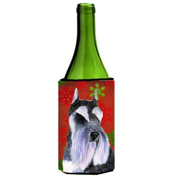 Schnauzer Snowflakes Holiday Christmas Wine bottle sleeve Hugger - 24 oz.