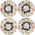 thumbnail image 2 of Shower Caps,Beige Princess Dress Pattern Waterproof Shower Cap for Women 4 Pieces,Double Reusable Hair Cover for Shower PEVA Elastic Stretch Hem, 2 of 7
