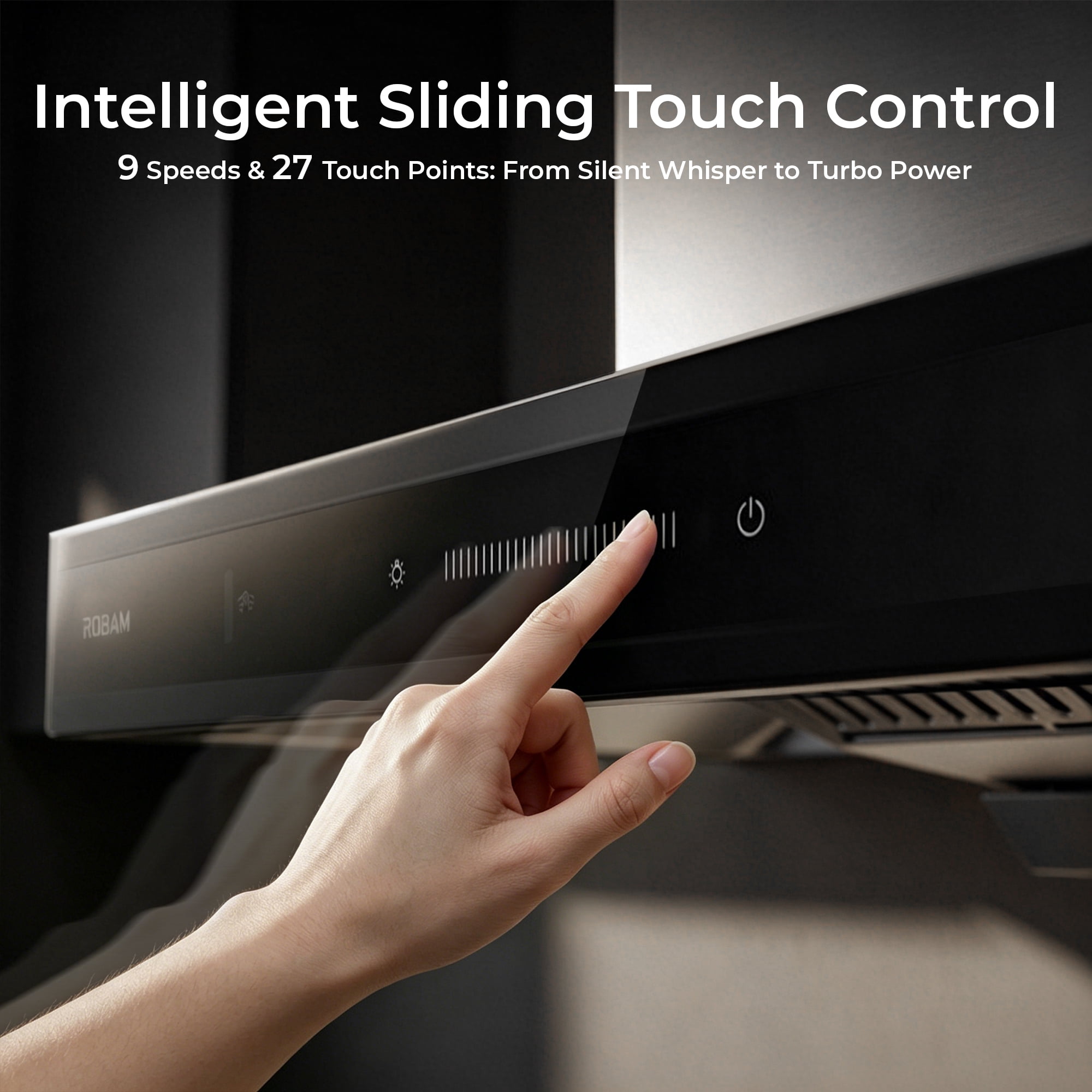 ROBAM 30-Inch Range Hood, 1100 CFM Suction, 9-Speed Slide Touch Control, Ducted/Ductless Wall-Mount Kitchen Vent Hood, 98.1% Oil Separation, BLDC Inverter Motor, LED Lights, Stainless Steel