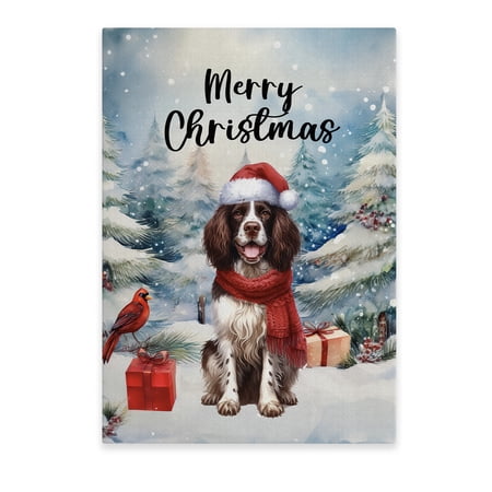 Merry Christmas English Springer Spaniel Enjoys Woofmas Winter Xmas Holiday Vertical Matte Canvas Poster Springers Dog Lover Gifts Wall Art Home Decor - 02022