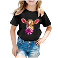 thumbnail image 4 of Toddler Girls Bunny T-Shirt Happy Easter Bunny Soft Summer Tee Tops Happy Easter Toddler Girls T-Shirt Size 8-9, 4 of 5