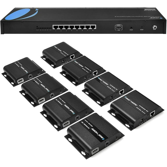 OREI 1x8 HDMI Extender Over Single CAT6/7 IR Remote, EDID Management Upto 400 Ft