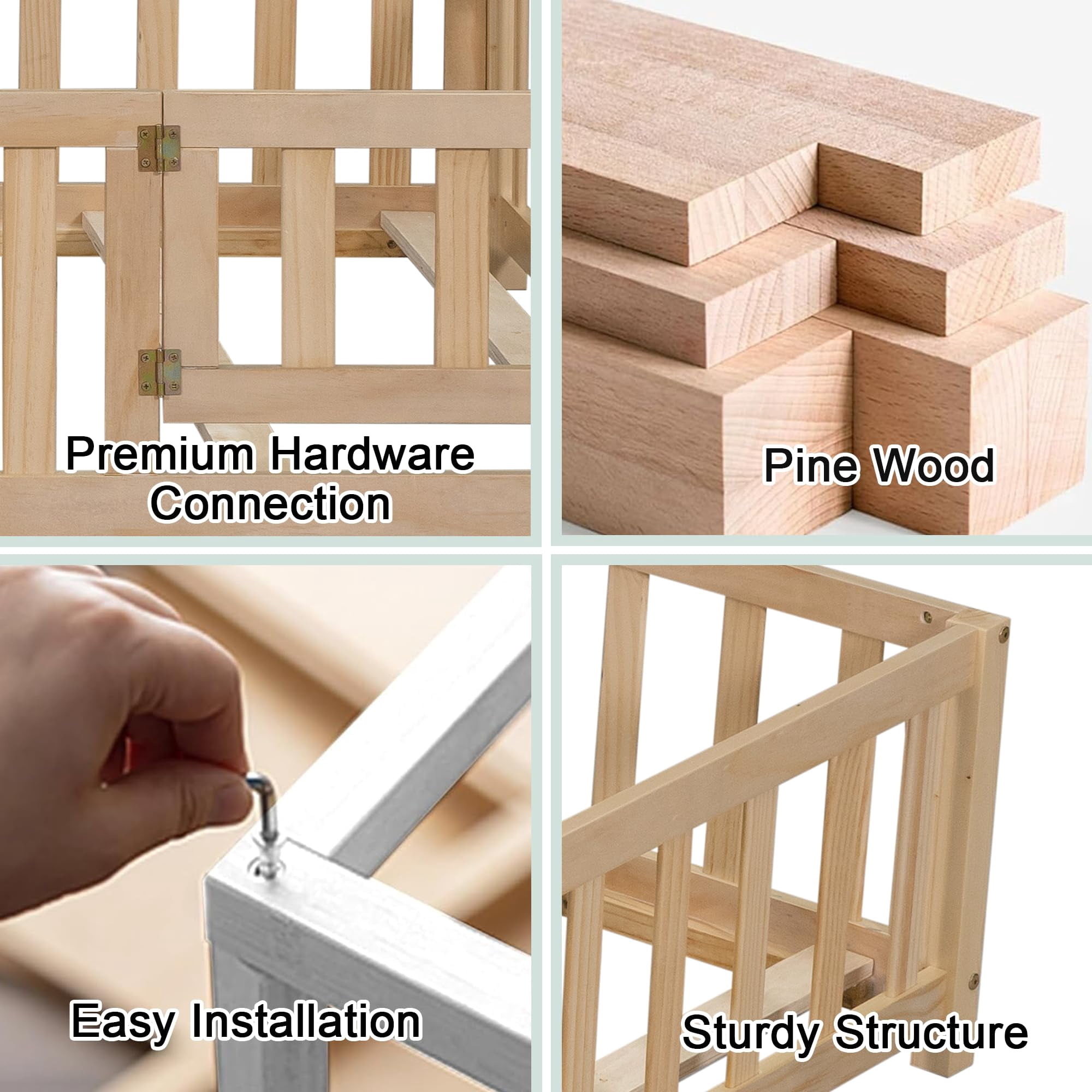 Mirightone Full Floor Bed with Rails and Door, Montessori Floor Bed with Support Slats,No Box Spring Needed, Natural