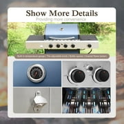 Alpha Joy 4-Burner Propane Gas BBQ Grill with Side Burner and Wheels 542 SQ.IN. Cooking Space, Blue