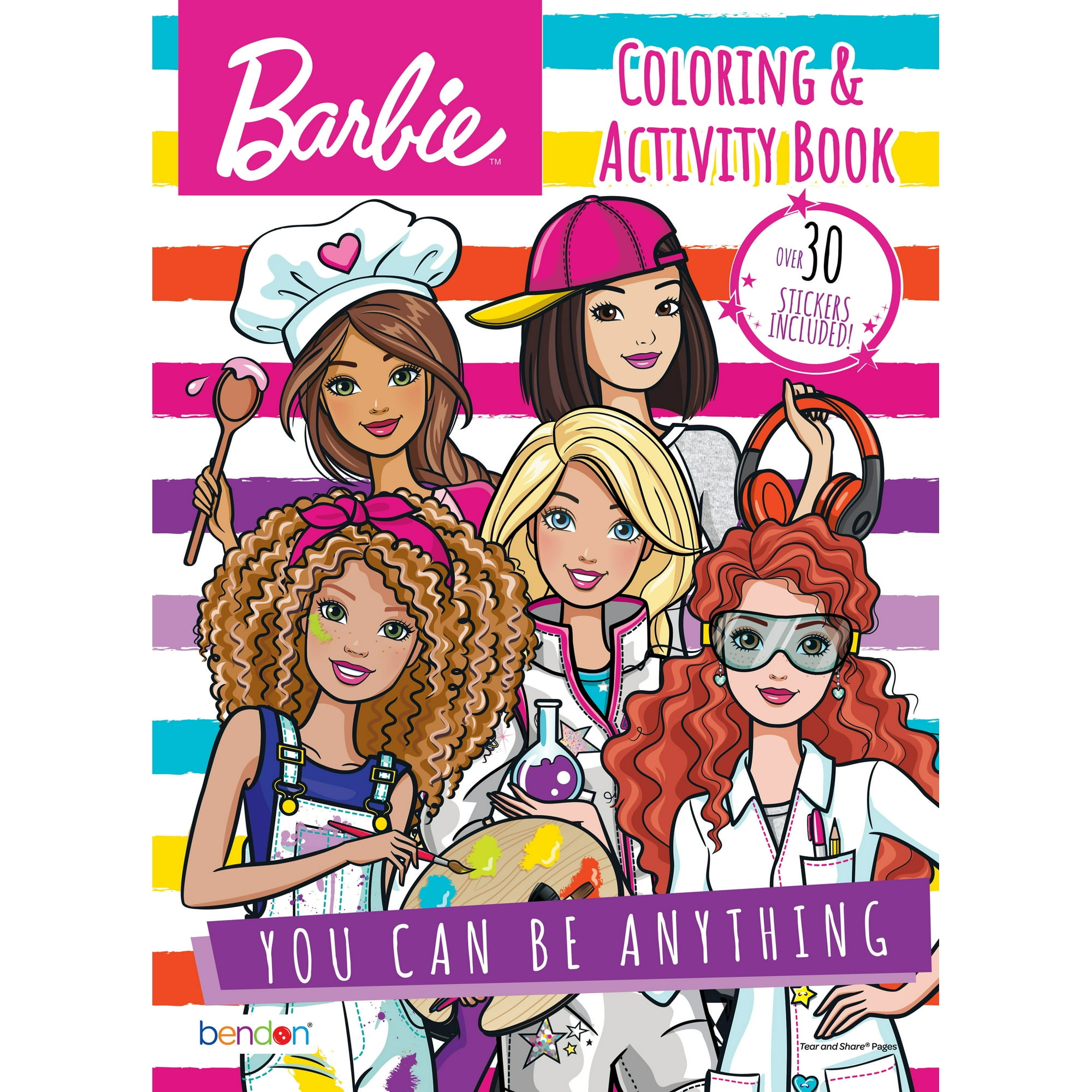 Barbie 32-Page Coloring and Activity Book with Stickers, Paperback, by Bendon