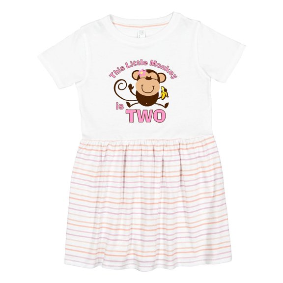 Inktastic Little Monkey Girl 2nd Birthday Girls Toddler Dress
