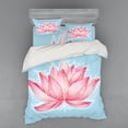 thumbnail image 2 of Ambesonne Nature Bedding Set 3 Pcs, Gardening Lotus Flower, Twin, Pink Pale Blue, 2 of 3