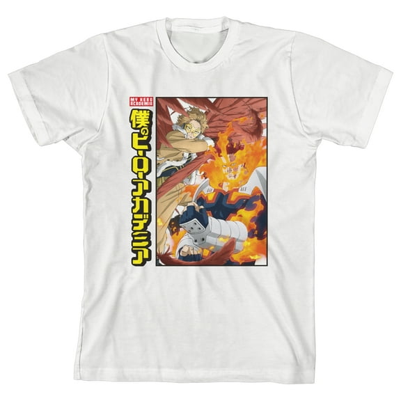 My Hero Academia Anime Pro Heroes Youth Boys White Graphic Tee Shirt- XL