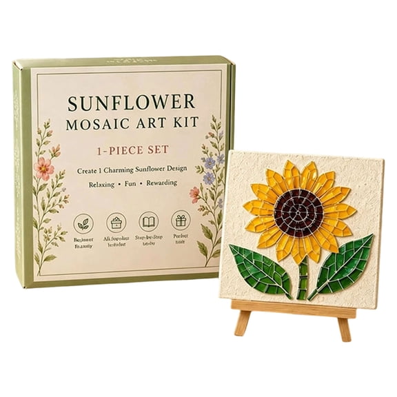 GWAAMB Watering Can Art Kit, Floral DIY Bead Set with Sunflower, 0.17 fl oz, Sea Glass Mosaic Craft for Home Decor, Gift for Adults and Teens, A