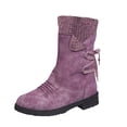 thumbnail image 5 of Pandaie Womens Snow Boots Winter Warm Lace up Boot Western Platform Cowboy Boot Non Slip Outdoor Mid Calf Hiking Booties Motorcycle Biker Shoes Purple 7, 5 of 6