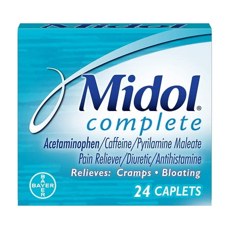 Complete, Menstrual Period Symptoms Relief Including Premenstrual Cramps, Pain, Headache, and Bloating, Caplets, 24 Count (Best Way To Stop Menstrual Cramps)
