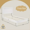 thumbnail image 3 of Costway Twin Size Bed Frame Platform Slat High Headboard Bedroom Rubber Wood Leg White, 3 of 10