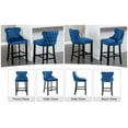 thumbnail image 6 of Velvet Counter Height Bar Stools Set of 2, Upholstered Barstools with Button Tufted Back and Nailhead Trim, Modern Wing-Back Counter Height Chair for for Kitchen, Home Bar, Dining Room, Blue, 6 of 7