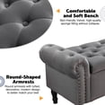 thumbnail image 4 of Aemeios 51" Velvet Storage Bench Upholstered Button-Tufted End of Bed Storage Ottoman Benches with Arms for Entryway Cloakroom, Dark Gray, 4 of 12