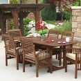 thumbnail image 2 of Walker Edison 7-Piece Solid Wood Outdoor Patio Dining Set, Dark Brown, 2 of 7
