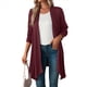 thumbnail image 3 of Chaqueta Informal de Cuartos y Abertura Frontal para Mujer, Abrigo Ligero y Moderno con Abertura Frontal. Rojo Vino M, 3 of 9