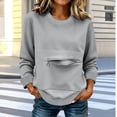 thumbnail image 5 of SETOOFF Womens Long Sleeve Sweatshirts Crew Neck Zip Front Pocket Loose Casual Shirts Pullover Tops Women Spring Fall Lounge Travel Daily Outfit, 5 of 6