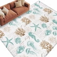 thumbnail image 2 of Seahorse Coral Shell Washable Living Room Rugs 6'x9', Starfish Ocean Low Pile Throw Large Area Rug Non-Slip Sturdy Edge Binding Carpet for Dining Room Kitchen Office, 2 of 9