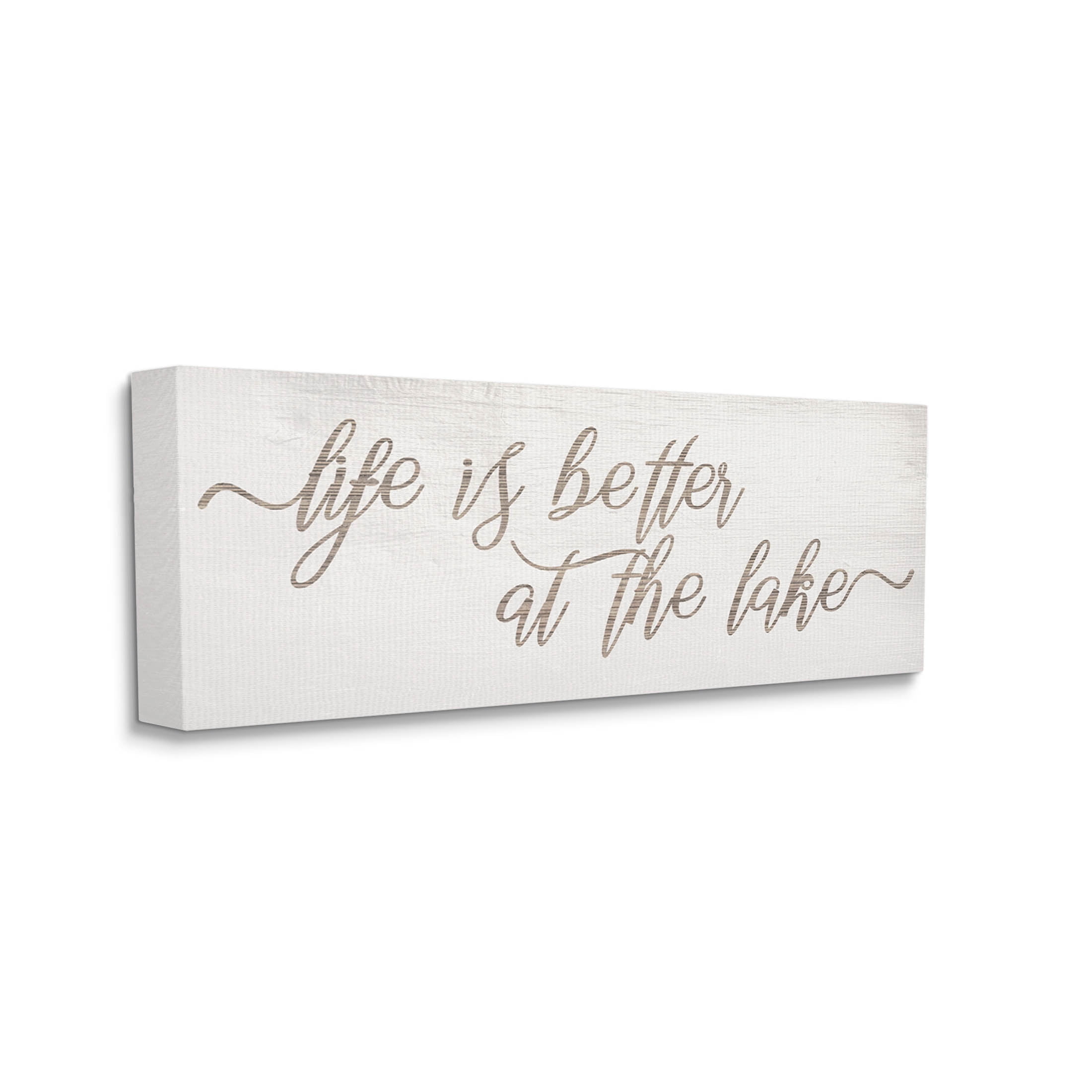 Life Better At The Lake Phrase Inspirational Graphic Art Gallery Wrapped Canvas Print Wall Art