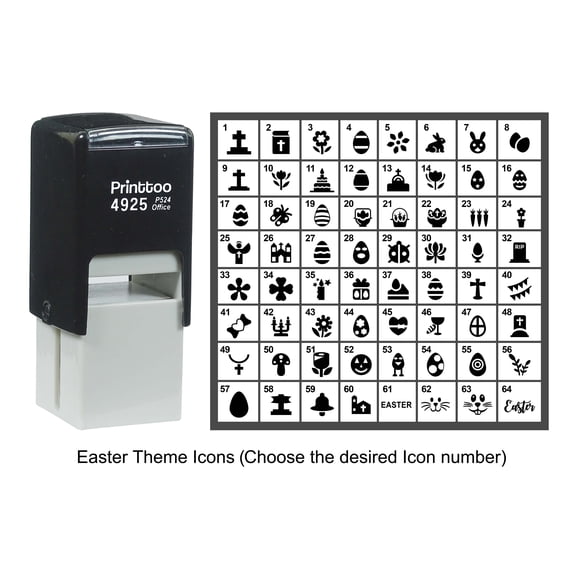 Printtoo Personalized Easter Theme Icons Rubber Stamp Self Inking Stamper 24 mm-Blue