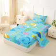 thumbnail image 2 of Castle Fairy Cartoon Bright Tropical Fish Twin Sheets 3pcs,Coral Starfish Light Blue Background Bedding,Yellow Pink,1 Fitted Sheet,1 Flat Sheet and 1 Pillowcase, 2 of 6