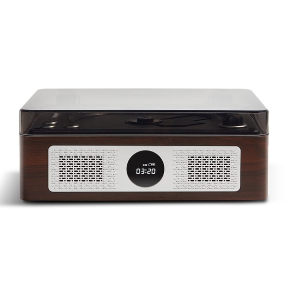 THINKYAAUDIO Y11 Retro CD Player with Bluetooth 5.3, Dual Speakers, Remote Control, Rechargeable Battery and Optical Output, Brown