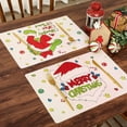 thumbnail image 6 of Set of 6 Christmas Placemats 17 x 12'''' Xmas Place Mats Funny Cartoon Santa Placemats Plastic Washable Table Mats for Holiday Home Dining Kitchen Party Decor Gift, 6 of 6