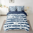 thumbnail image 2 of Feelyou Marine Sealife Twin Bedding Sets 7-Piece, Ocean Lighthouse Bedding Comforter Set, Stripes Geometric Sheet Sets, Breathable Bedroom Decorative, 2 of 7