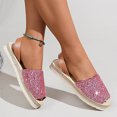 thumbnail image 3 of Rokment Bling Sequin Platform Sandals for Women with Back Strap Bridal Sparkly Leather Peep Toe Espadrilles Chunky Heels Slingback Dressy Summer Shoes Pink Size 7, 3 of 5
