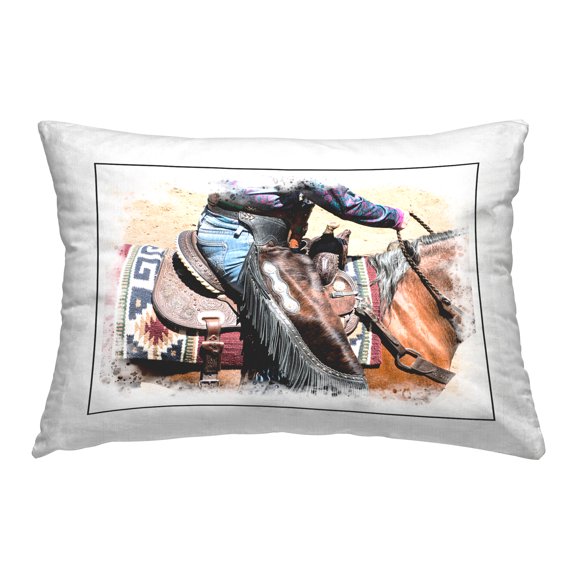 Stupell Industries Cowboy with Rustic Border Decorative Printed Throw Pillow Design by Jerry Cowart