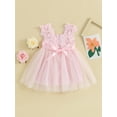 thumbnail image 3 of Hirigin Kids Baby Girl Crochet Lace Dress Sleeveless Floral Princess Dresses Fancy Gown Wedding Party Dresses 2-7 Years, 3 of 7