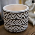 thumbnail image 3 of Urban Trends Collection Ceramic Cylindrical Pot with Painted Black Embossed Lattice Chevron Design Body and Tapered Bottom, 3 of 6