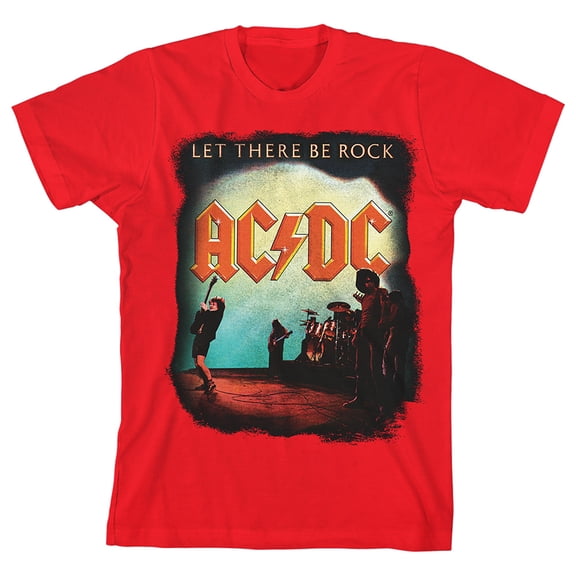 Let There Be Rock ACDC Youth Boy's Red T-shirt-Medium