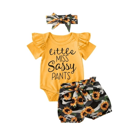 

Carolilly Baby Girl s Letter Romper + Floral Shorts/Long Pants + Headband