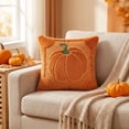 thumbnail image 3 of LSLXA Pumpkin Fall Throw Pillow Covers 18X18 Pillow Cover Halloween Home Decorations Cushion Covers Cases For Farmhouse Soft Plush Couch Sofa Pillows For Living Room, 3 of 3