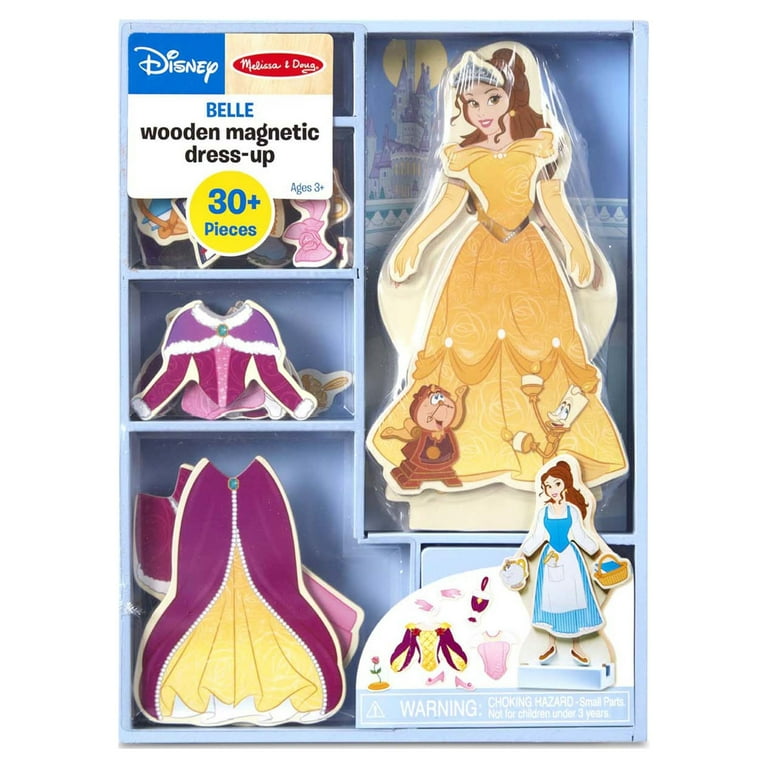 Melissa Doug Disney Belle Magnetic Dress Up Wooden Doll Pretend Play Set