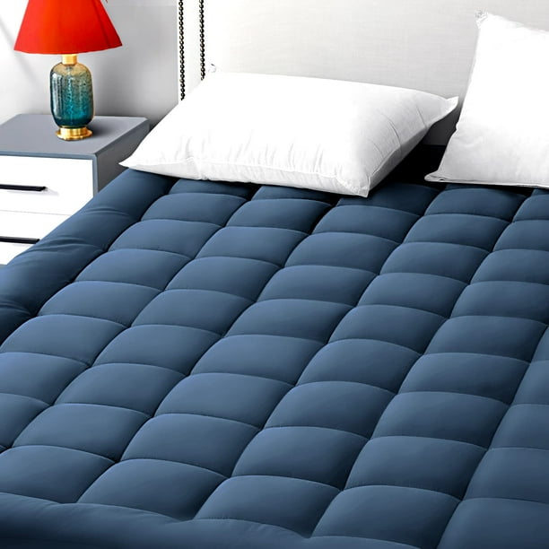 Funda de colchón EASELAND King Size con parte superior acolchada, color azul oscuro