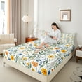 thumbnail image 4 of Castle Fairy Orange Flowers 4 Pieces Queen Sheet Sets for Boys Girls,Chic Floral Blossoms Ultra Soft Flat Sheet,Retro Vintage Aesthetic Queen Fitted Sheet,Ultra Soft Home Decor, 4 of 7