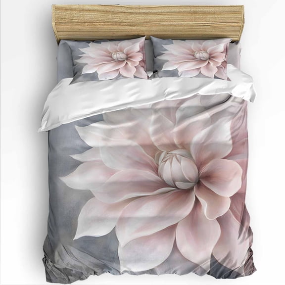 Spring Queen Size Comforter Set, Vintage Pink Blooming Flowers Watercolor Petals Soft Bedding for All Seasons, 4 Pcs Bed Set with 1Comforter (90"x92") ,1 Sheet(94"x116"), 2 Pillowcases (19"x29")