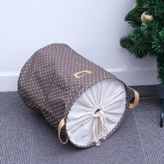 Toyandona Coffee Cotton Linen Laundry Storage Basket with Drawstring Lock for Clothing and Household Organization