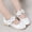 White, variant on Zecgelong Children Shoes White Leather Shoes Bowknot Girls Princess Shoes Single Shoes Performance Shoes Kids Sneakers Girls Size US:9.5 Gold