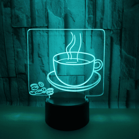 

TIMPCV 3D Coffee Night Light Led Light Optical Illusion Lamp 7 Color Changing Birthday Christmas Gifts for Home Decoration（Style 14）