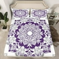 thumbnail image 2 of jejeloiu Vintage Floral Full Size Sheets,Boho Flowers Bed Sheets,Purple Gray White Sheet Sets For Men Women,Microfiber Bedroom Decor,4-Piece, 2 of 7