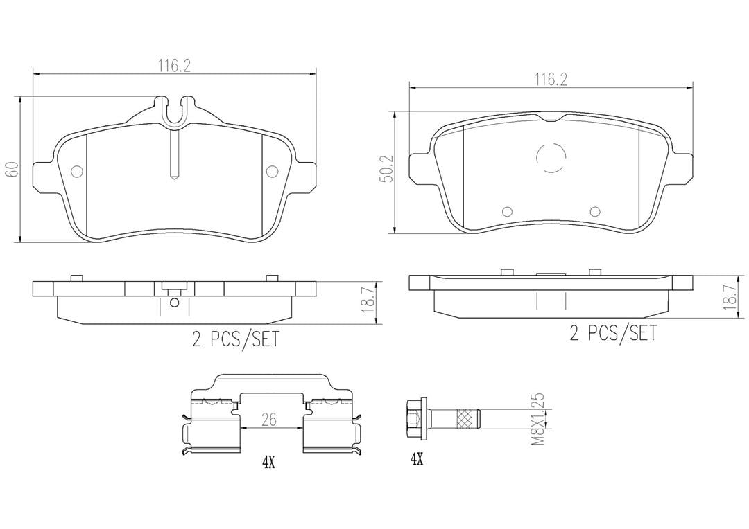 Brembo P50099N NAO BRAKE PADS Fits select: 2017 MERCEDES-BENZ GLS 450 4MATIC, 2012-2015 MERCEDES-BENZ ML 350 4MATIC