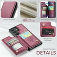 thumbnail image 5 of Dteck for Samsung Galaxy S22 Ultra Case with Card Holder, Magnetic Durable Leather Wallet Case for Women Men with RFID Blocking Kickstand Shockproof Cover for Galaxy S22 Ultra,Winered, 5 of 10