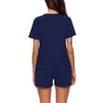 thumbnail image 3 of INSPIRE CHIC Women's Sleepwear Crew Neck Nightwear with Shorts Loungewear Pajama Set XL Navy Blue, 3 of 5