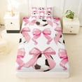 thumbnail image 3 of Erosebridal Girls Pink Bowknot Twin Sheet Sets,Dreamy Princess Style Bedding For Football Girly 3pcs, 3 of 6